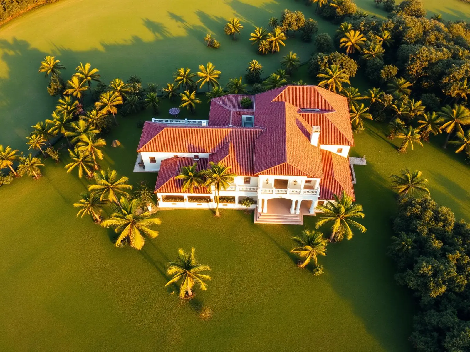 Vista aérea da casa colonial do Haras Chalezinho