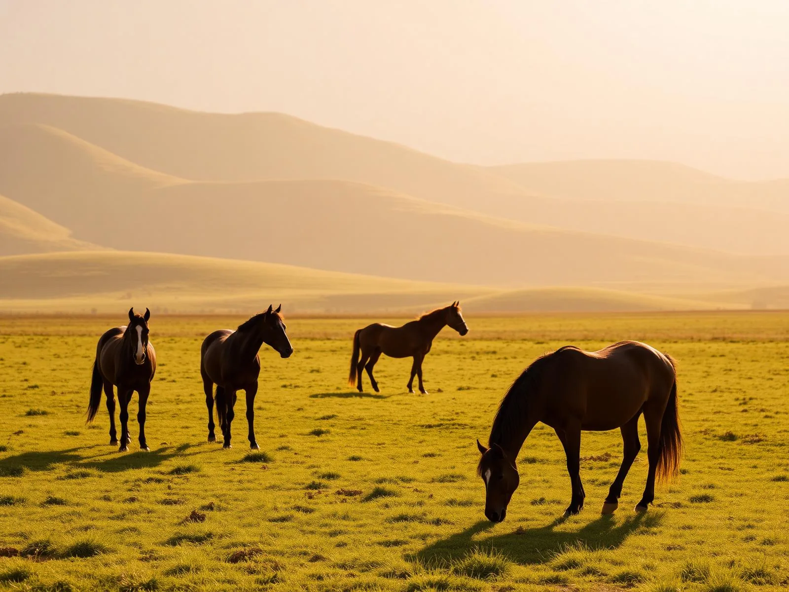 Cavalos pastando no campo do Haras Chalezinho
